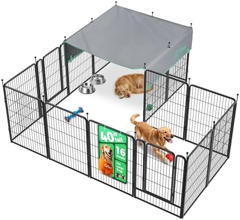 FXW Rollick Dog Playpen with Sun Shade, 16 Panels by FXW