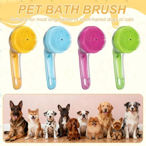 Pet Bath Brush, Dog Shampoo Brush New 2 in 1 Grooming Massage Scrubber Bubble - Image 5