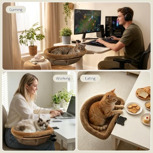 Desk Cat Bed, Hanging Under Desk Cat Hammock - Image 3