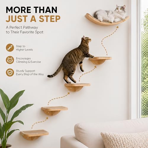 2 Set Wooden Cat Wall Shelves - Image 5