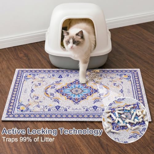 Glittme Cat Litter Mat 40"x30" Non-Slip Washable Trapping Mat - Image 2