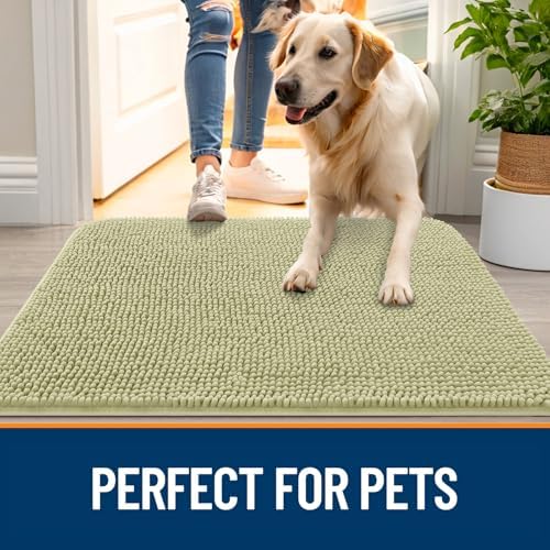 OLANLY Dog Door Mat for Muddy Paws 30x17, Super Absorbent Chenille Mud Mat - Image 6