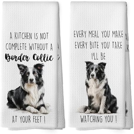 Border Collie Dog Kitchen Towels Set of 2, Funny Dog Kitchen Decor, Dogs Gifts by Mcehtle