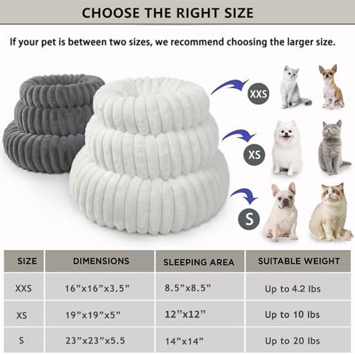Dog Beds Small Sized Dog Washable Calming Anti-Anxiety Donut Puppy Bed - Image 4