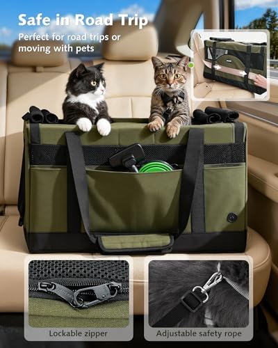 Pecute Large Cat Carrier, Soft Double Pet Crate - Image 4