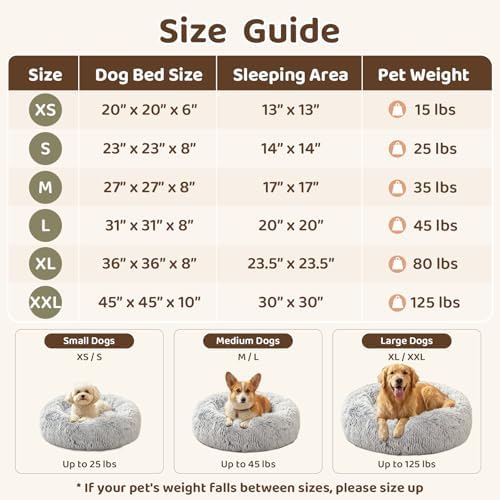 JOLLYVOGUE Dog Beds Large Sized Dog, Calming Anti-Anxiety Dog Bed, Fluffy Donut - Image 7