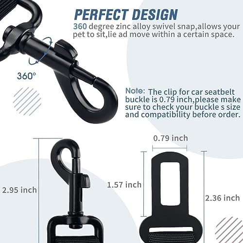 COOYOO Dog Seat Belt, 3 Piece Set Retractable Dog Car Adjustable Seatbelts - Image 6