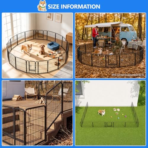 Dog Playpen Outdoor, 24 Inch Height 16 Panels Foldable Dog Pens Outside - Image 3