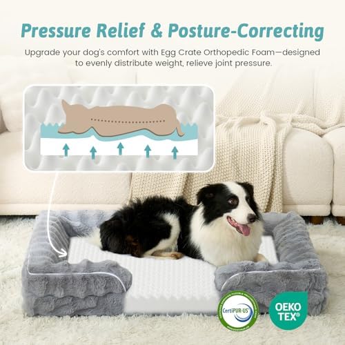 COZY KISS Faux Fur Orthopedic Extra Large Dog Bed, XXL 48x35 inch - Image 2