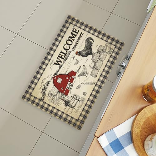 Giwawa Farmhouse Rooster Bath Rug Country Chicken Shower Rug Absorbent Bath - Image 6
