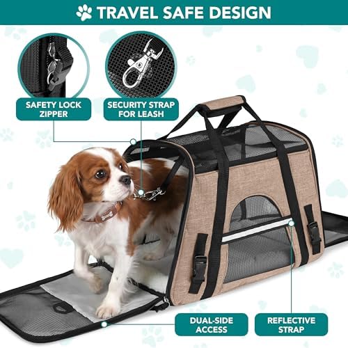 PetAmi Airline Approved Pet Carrier Cats & Small Dogs, Large Heather Taupe - Image 4