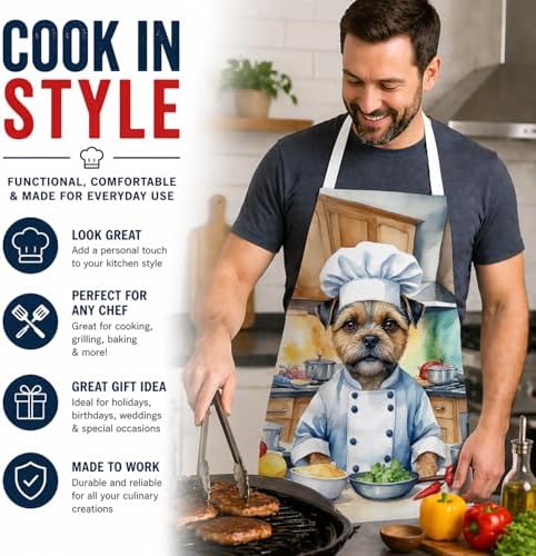 Caroline's Treasures Border Terrier The Chef Apron Cooking Kitchen Server - Image 2