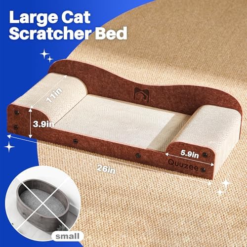 26-Inch Large Cat Scratcher Lounger Bed, Durable Cat Scratching Pad, Cat - Image 6