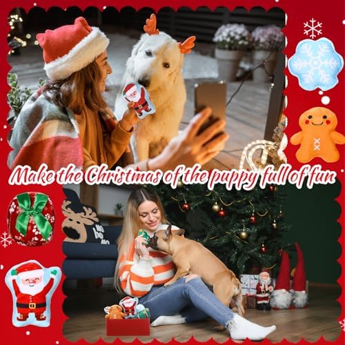 Soulchen 80 Pcs Christmas Dog Squeaky Toys, 8 Styles Plush Toys Bulk - Image 4