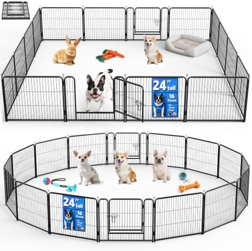 Dog Playpen Outdoor, 24 Inch Height 16 Panels Foldable Dog Pens Outside by HomePage
