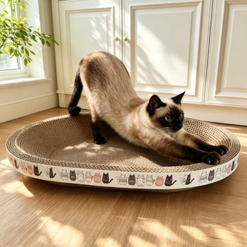2 Pack Extra Large Cat Scratcher Cardboard, Oval Scratcher Bed Cat Scratch Bowl - Image 4