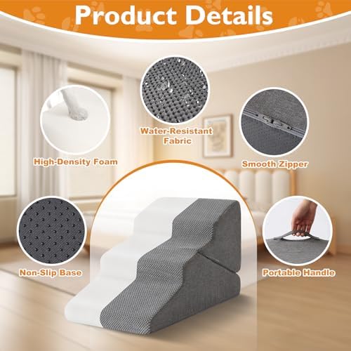 Ahpmeoa Dog Stairs for Small Dogs 16’’ H, 3-Step Dog Steps for Bed - Image 4