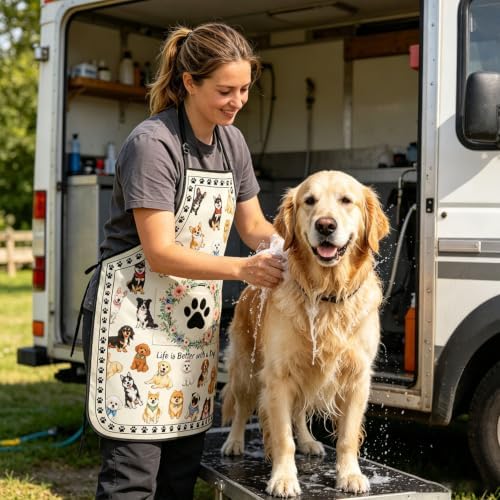 Waterproof Dog Grooming Apron, Adjustable Adult Grooming Smock - Image 2
