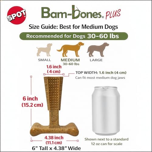 SPOT Bam-Bones Plus T-Bone Dog Chew, 30-60 lb Heavy Chewers - Image 4