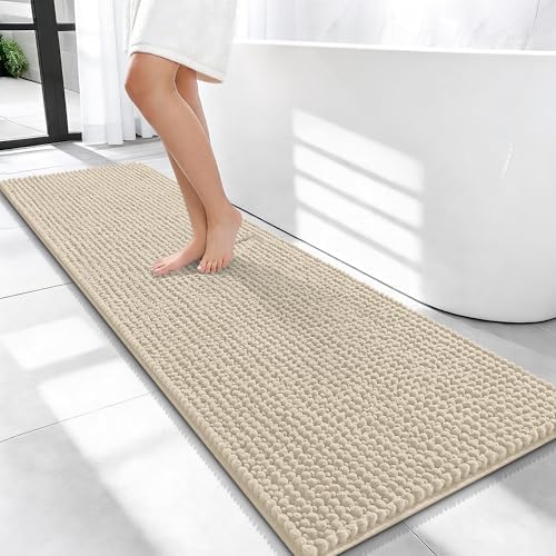 OLANLY Thick Chenille Bathroom Runner Rugs 59x20, Absorbent Bath Mat by OLANLY