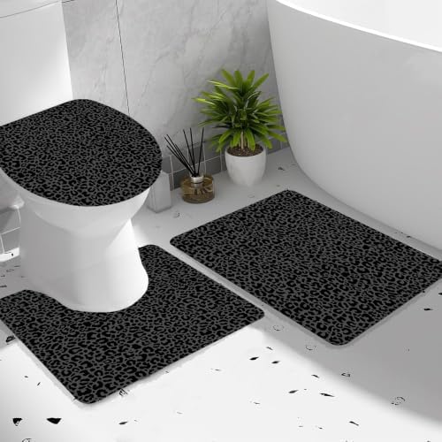 Leopard Print Bath Mat Dark Gray Cheetah Wild Safari Skin Powerful Animal Big - Image 2