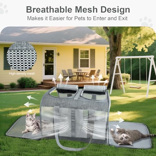 Soft-Sided Cat Carrier for 2 Cats, Breathable Mesh Design, Airline Approved - Image 2