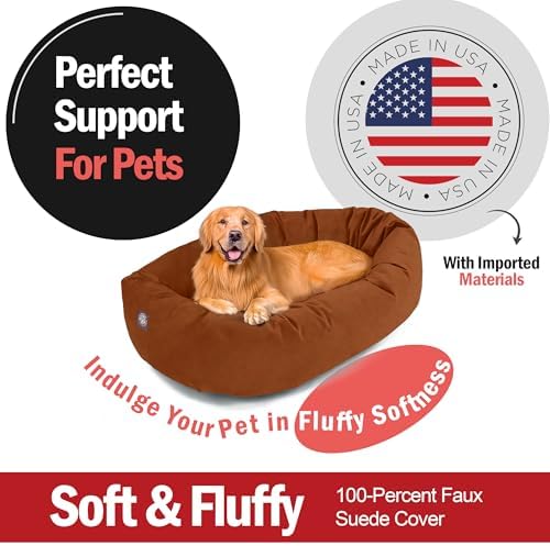 Majestic Pet 40 Inch Suede Calming Dog Bed Washable – Cozy Soft Round Dog Bed - Image 2