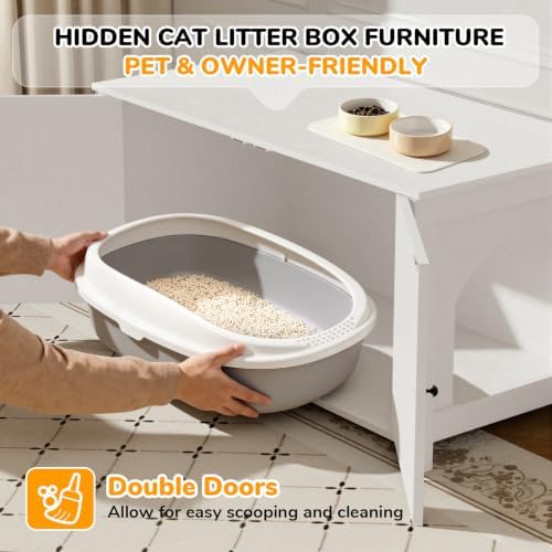 Extra Large Cat Litter Box Enclosure Furniture Dog Proof, Hidden Kitty Washroom - Image 5
