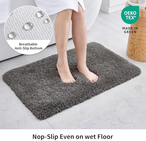Disolla Dark Grey Bathroom Runner Rug 24x59, Soft Plush Large Bath Mat - Image 3