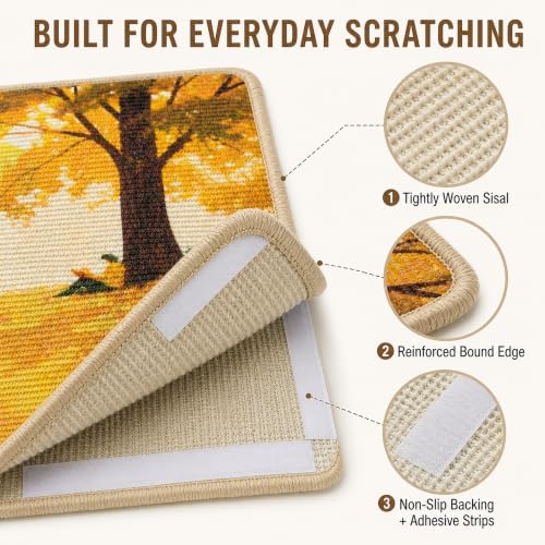 Sisal Cat Scratching Mat, Wall Mounted or Floor Scratch Pad, Non-Slip Backing - Image 4