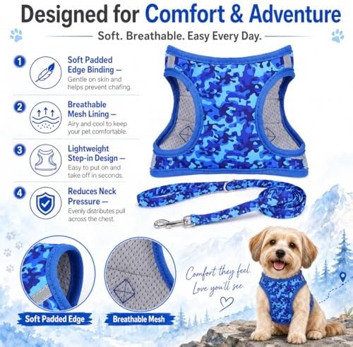 Step in Boy Dog Harness Leash Set- All Weather Reflective No-Pull Padded Mesh - Image 6
