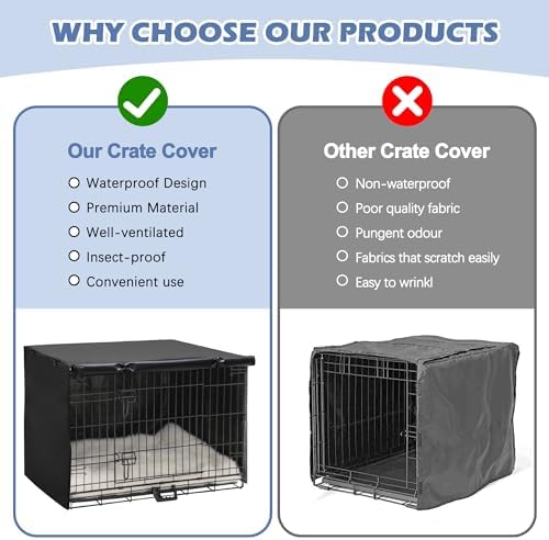 Akinerri Dog Crate Cover, Double Door Waterproof Kennel Cover, 48 in Black - Image 3