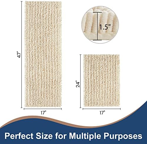 Luxury Chenille Cream Bathroom Rugs Sets 2 Piece, Thickened Hot Melt Rubber - Image 6