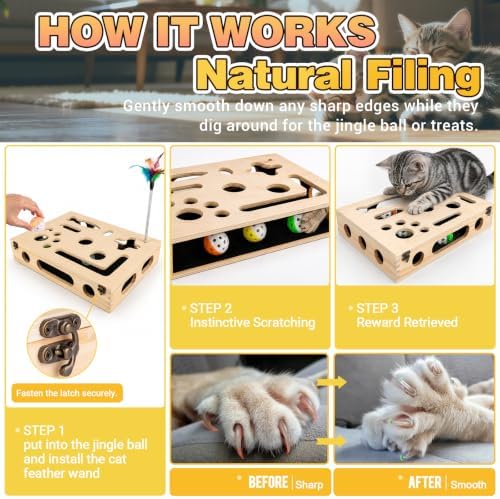 Cat Scratch Puzzle Enrichment Box, Interactive Cat Toy - Image 6