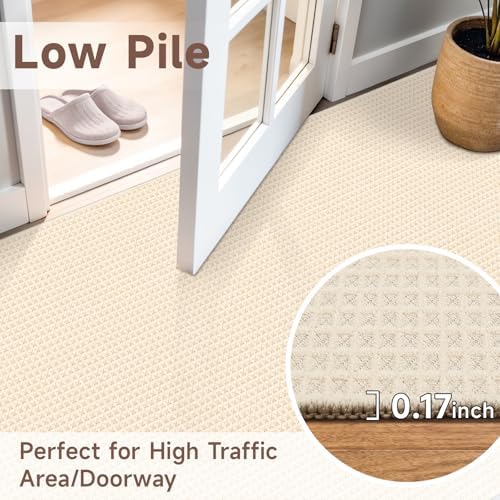 Washable Waffle 3x4 Entryway Rug: Absorbent Quick Dry Soft Area Rug Cream - Image 4