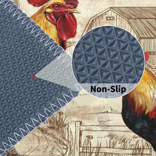 Giwawa Farm Rooster Bath Rug Red Rustic Chicken Bathroom Mat Absorbent Bath - Image 5