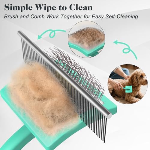 2PCS Slicker Brush for Dogs & Pet Comb, Professional Dog Grooming Brush - Image 5