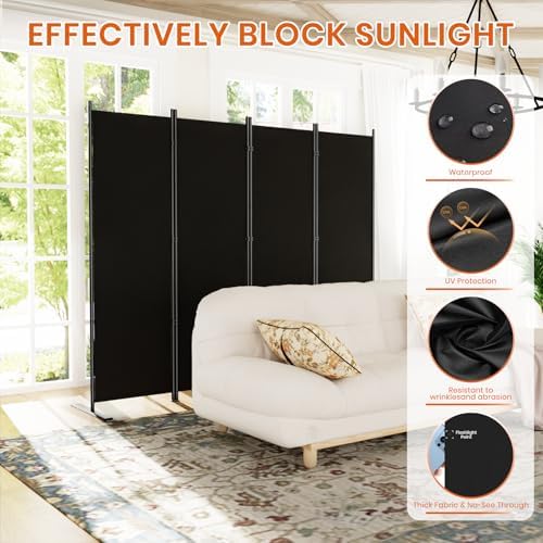 SUNALLY Room Divider Privacy Screens, 4 Panel Divider - Image 3