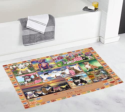 Doggie of the Day Love is Being Owned Pit Bull Dog Beige Bath Mat- Anti-Slip by DoggieoftheDay