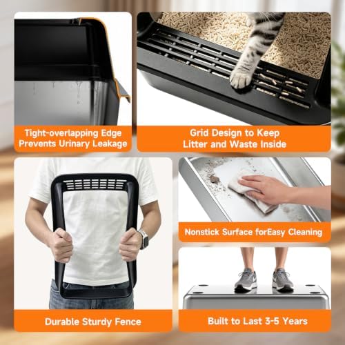 Stainless Steel High-Sided Cat Litter Box - Image 6