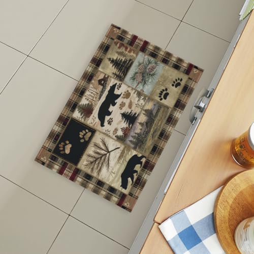Giwawa Black Bear Bath Rug Forest Cabin Plush Entryway Carpet 24x35 Inch Soft - Image 6