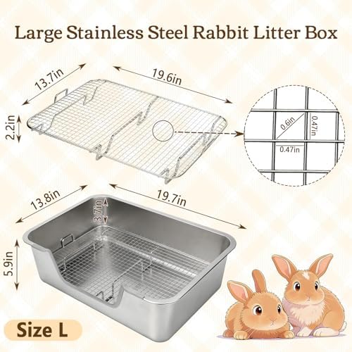 Rypet Large Stainless Steel Rabbit Litter Box Set - Image 2