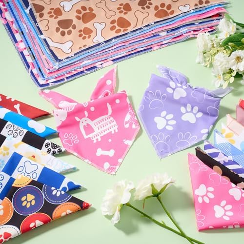 60 Pcs Holiday Dog Bandanas Bulk Paw Prints Funny Dog Bandanas Adjustable Dogs Bibs Triangle Scarf Pet Costume Cute for Small to Large Pet(Paw Prints, Medium) - Image 4