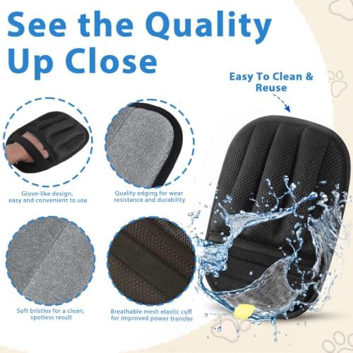 SUETT Pet Hair Removal Gloves, Reusable Five-Finger Grooming Gloves - Image 6