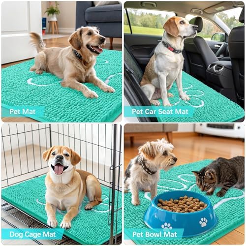 OLANLY Dog Door Mat for Muddy Paws 36x24, Paw Print Design Chenille Mud Mat - Image 7