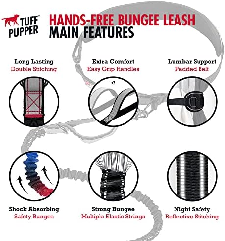 Tuff Pupper Hands Free Bungee Dog Leash, Waist Belt - Image 3