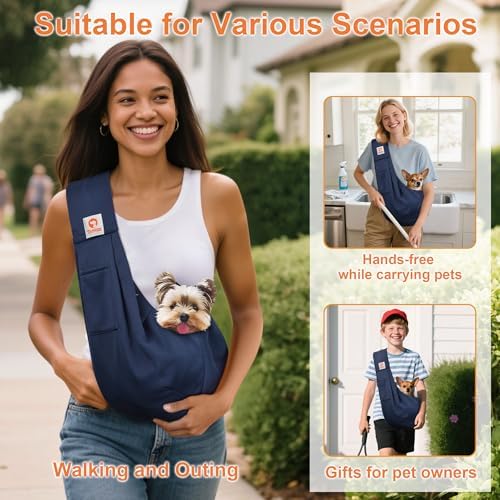 Tomkas Small Dog Cat Sling Carrier Puppy Purse Travel Wrap Soft Crossbody Pet - Image 3