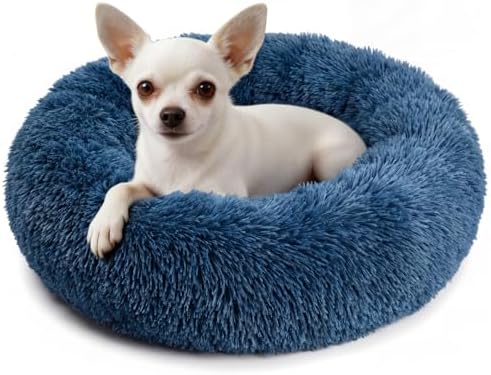nononfish Donut Dog Bed for Small Dogs, Plush Calming Round Bed by nononfish