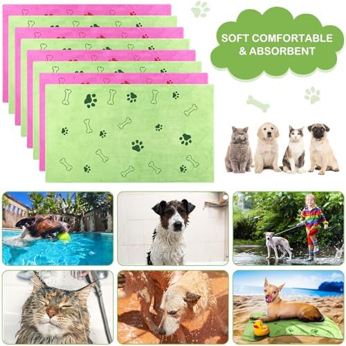 8 Pcs Dog Towel for Drying, 40 x 24 Inch, Dog Paw and Bone - Image 6
