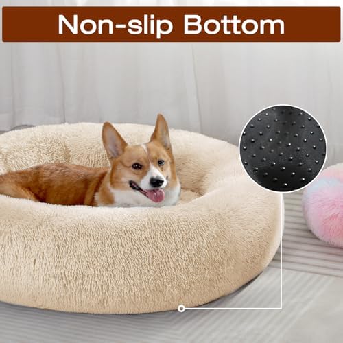 JOLLYVOGUE Dog Bed, Calming Anti-Anxiety Large Dog Bed, Fluffy Donut Cushion - Image 4